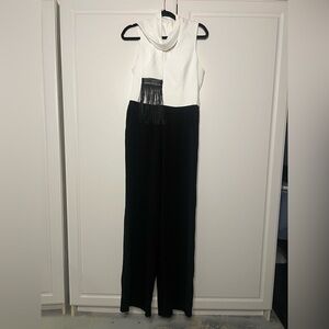 Trina Turk Jumpsuit with Fringe Scarf